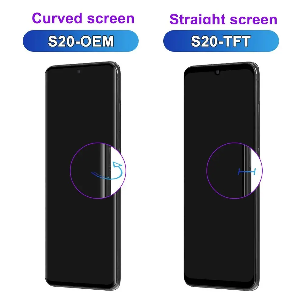 tft Screen for Samsung Galaxy S20 5G G980 G980F G980F/DS Lcd Display Digital Touch Screen with Frame S20 4G Replacement