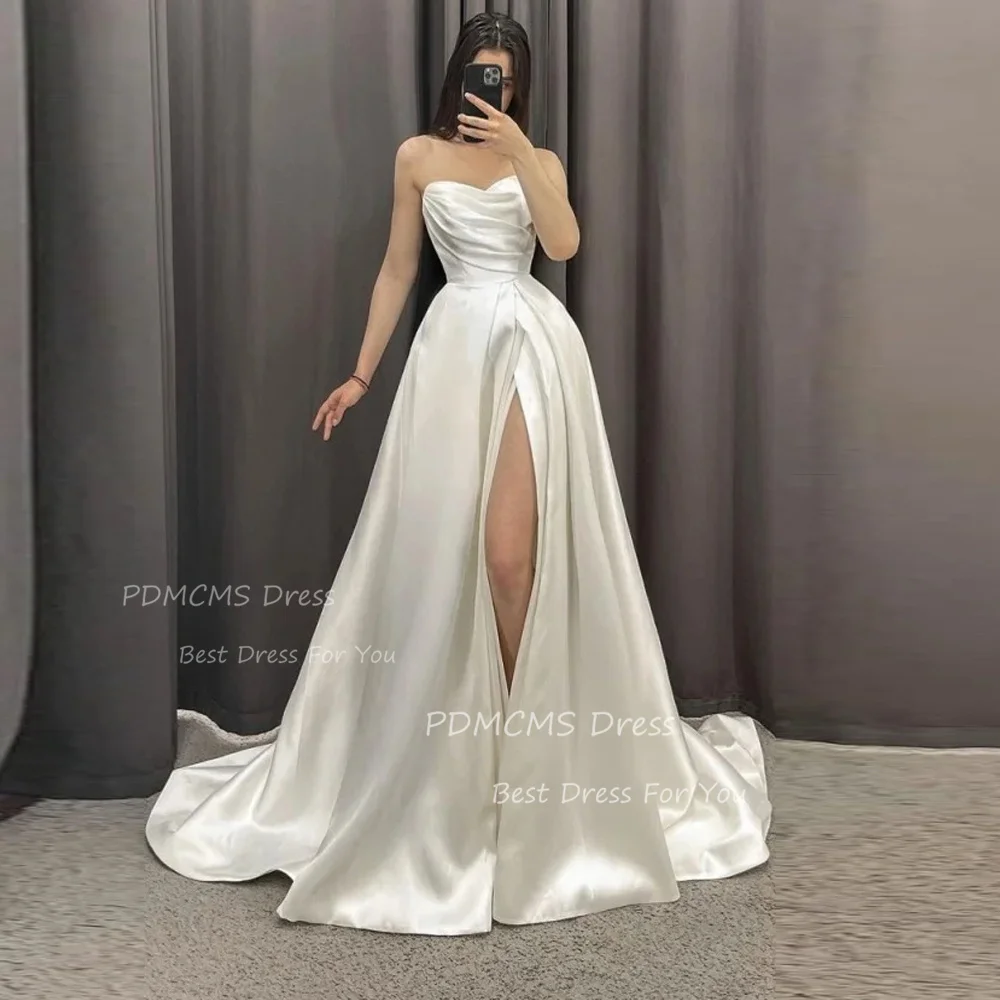 

Elegant A Line Wedding Dresses Sweetheart Side Split Bridal Gowns Pleats Sweetheart Wedding Party Sexuality Gowns Sexy vestido