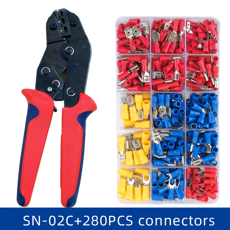 Assorted Spade Terminals Crimping Plier Insulated Cable Connector Butt Ring Fork Set Ring Lugs Rolled Crimping tool Kit