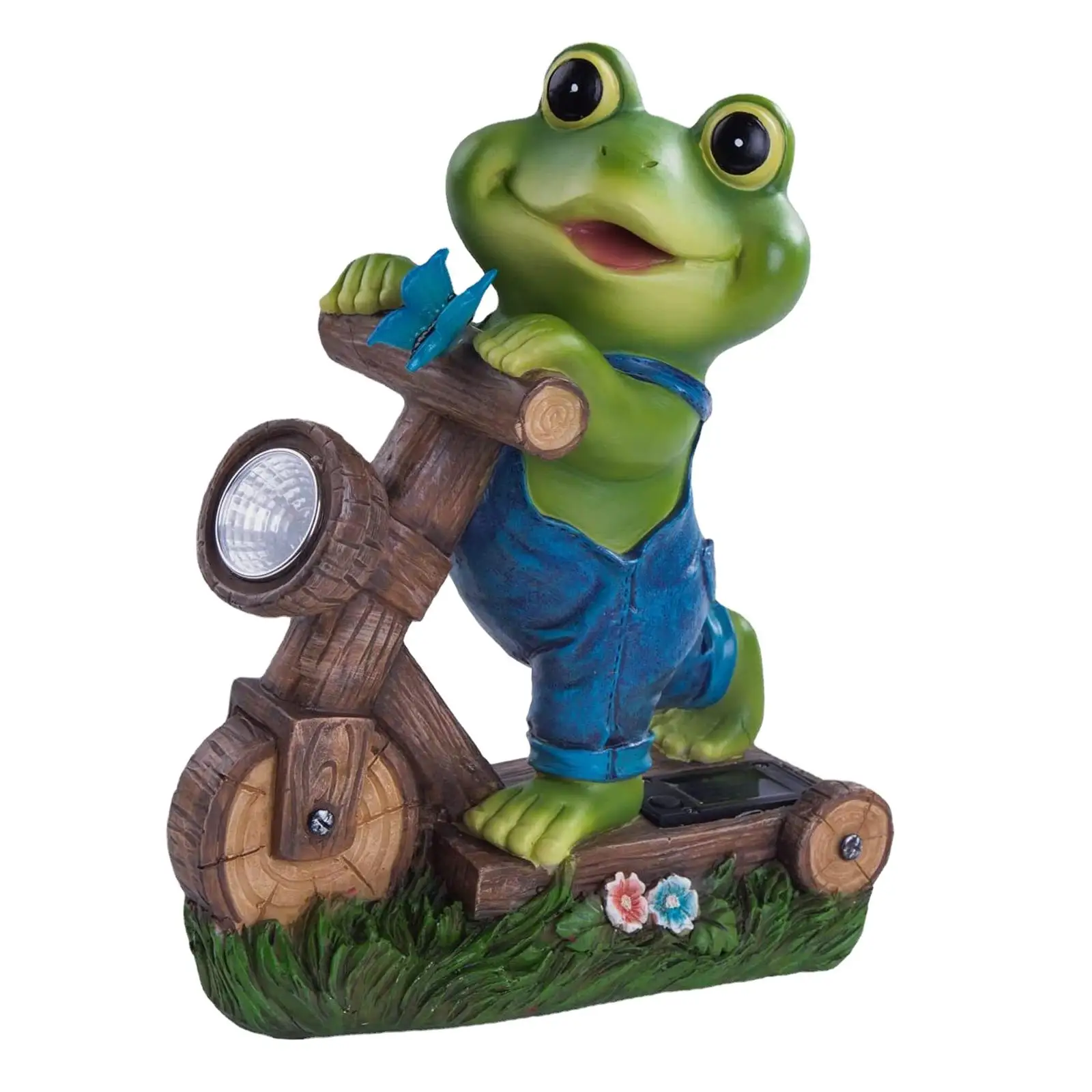 Solar Powered Green Frog Statue, Frog Figurine with Solar Light Landscape