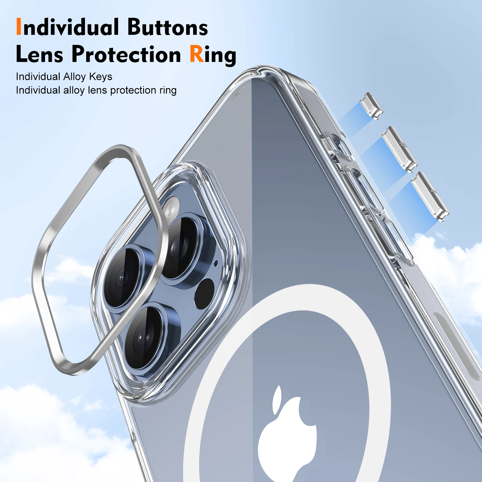 For Apple Iphone 16 Plus Pro Max Original Magnetism Cover Magsafe Case Clear Acrylic Silicon Ice-sensing Magnetic PC Case