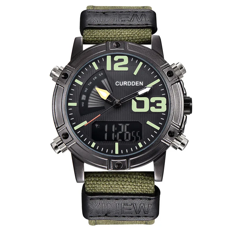 Men Genuine CURDDEN Brand Chronograph Watch Fashion Nylon Band Dual Time Sports Military Designer Watches Relogio Masculino 2024