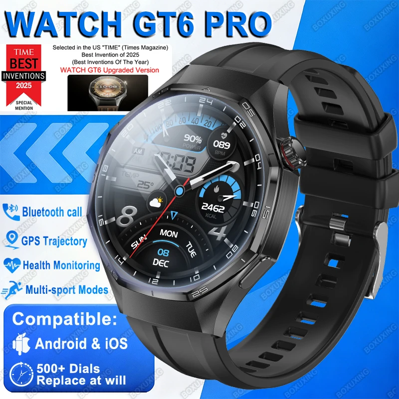 

Новая глобальная версия часов GT6 Pro Смарт-часы для мужчин HD AMOLED-экран GPS-трекер Bluetooth-вызов Водонепроницаемые спортивные умные часы для здоровья