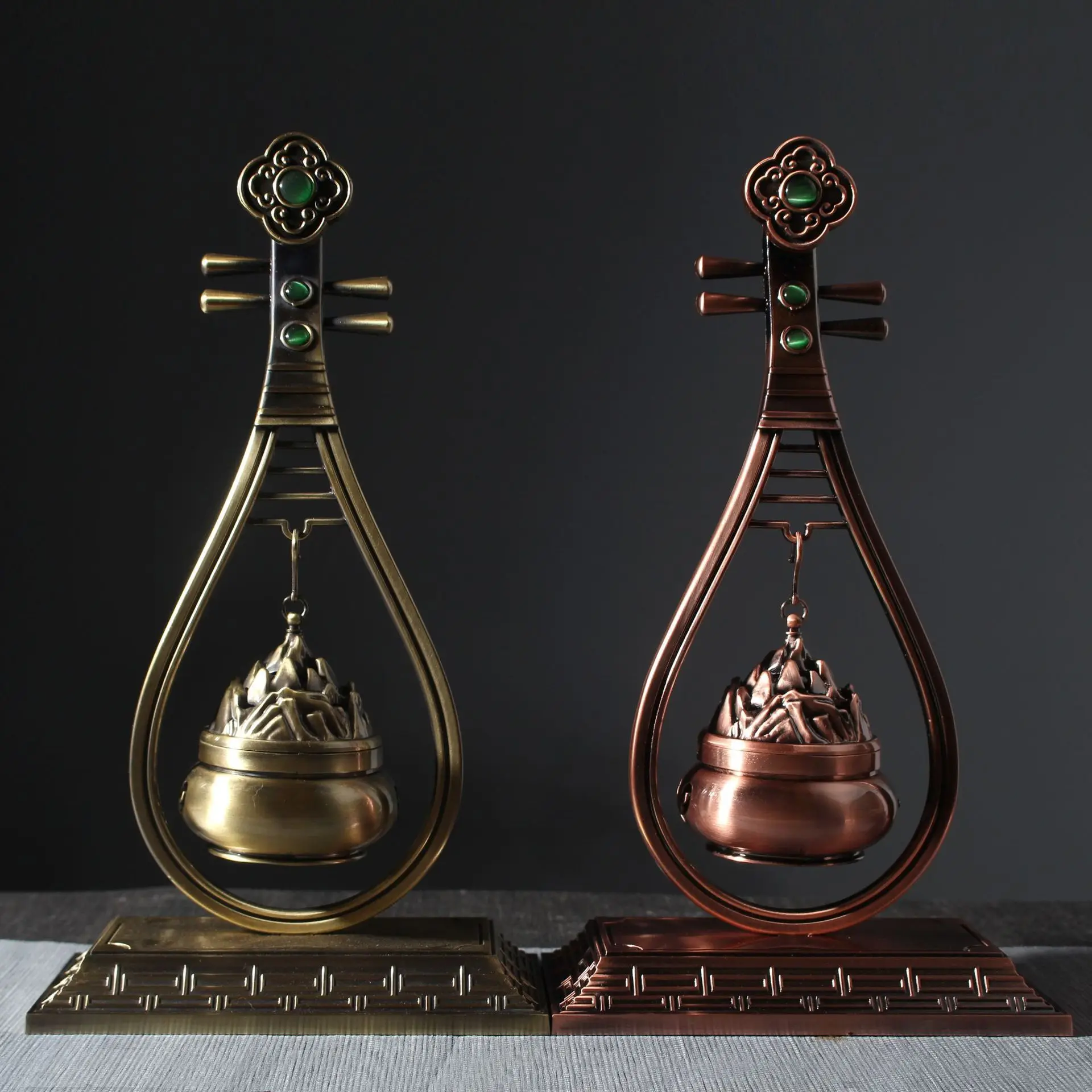 Alloy old pipa hanging furnace hanging furnace pan incense incense burner home ornaments Boshan reverse incense burner ornaments