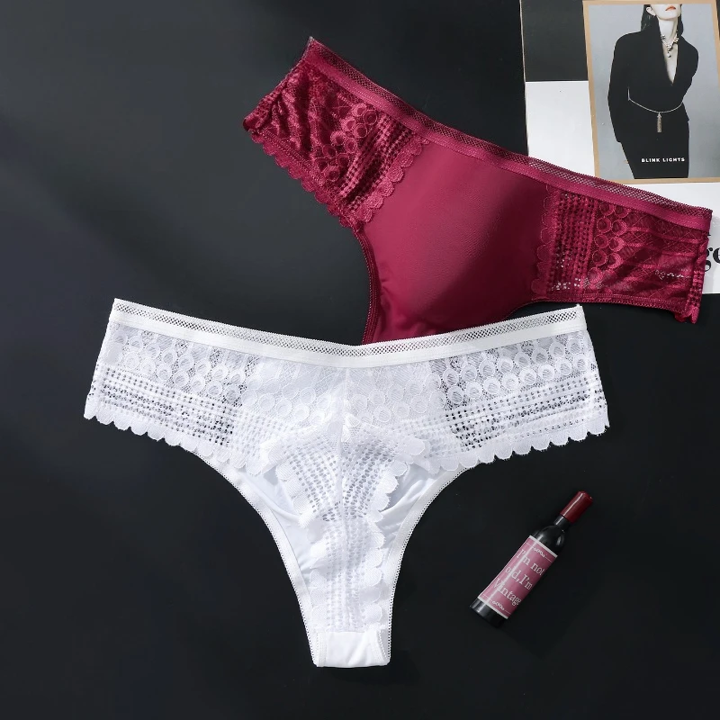 Men Sexy Sissy Panties Lace Mesh Hollow Thongs Sheer Lingerie 3d Bulge Pouch Briefs High Elastic Breathable T-Back Underwear