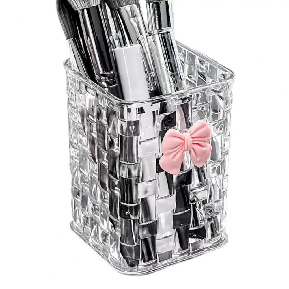 

Clear Makeup Brush Holder Storage Box Large Capacity Multiple Compartments Pencil Holder Desk Cosmetic Organizer