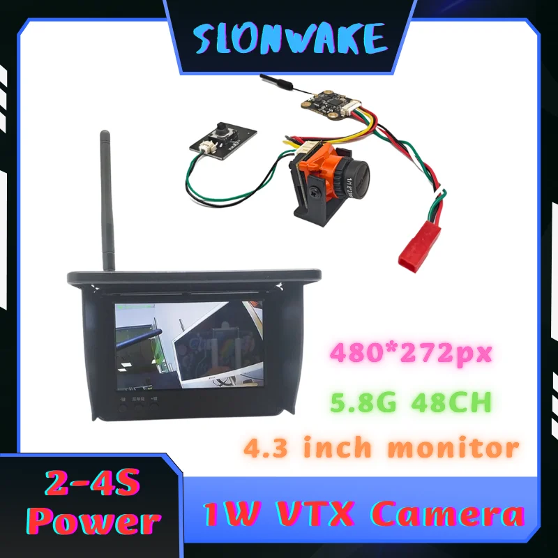 

5.8G 1000mW adjustable transmitter with 5.8G 48CH 4.3 Inch FPV Monitor 480*272 Build-in Battery Video Screen and 1500TVL camera