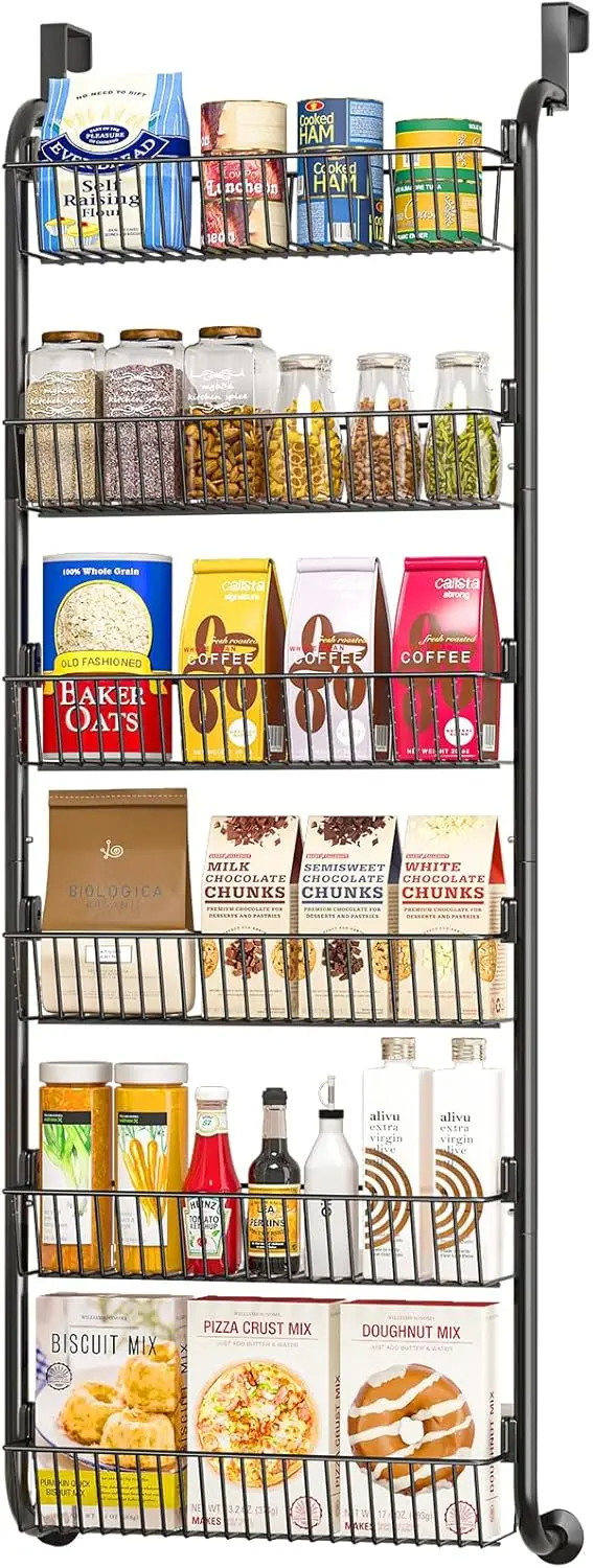 

Over the Door Pantry Organizers and Storage, 6-Tier Spice Rack, Home & Kitchen Storage Shelves for Cabinet, Large Capaci