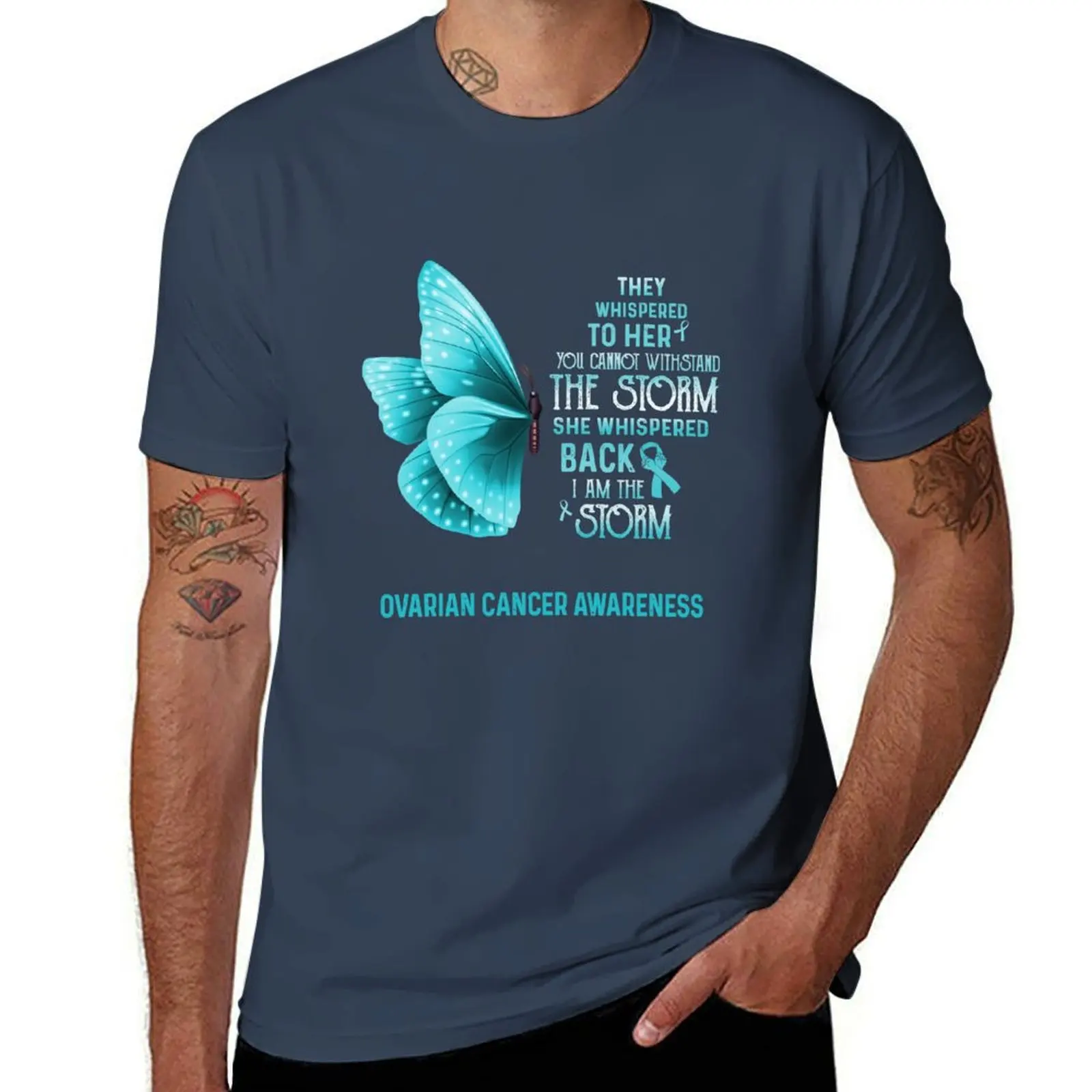 

Am Ovarian Storm Awareness I Cancer The Butterfly T-Shirt Big and Tall Loose Fit T-Shirt