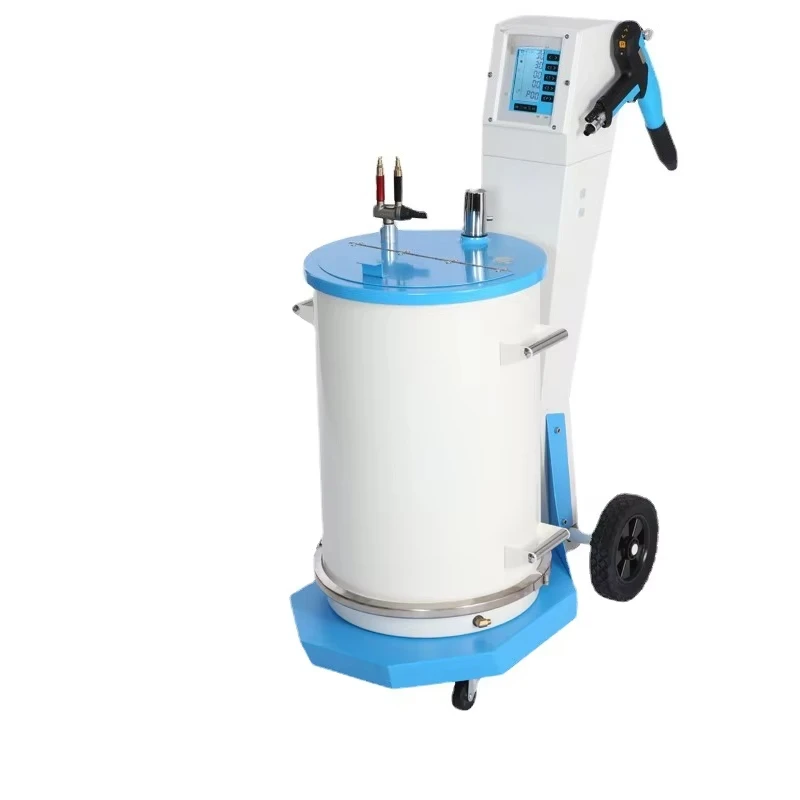 

High voltage electrostatic spray gun for plastic powder for metal coating