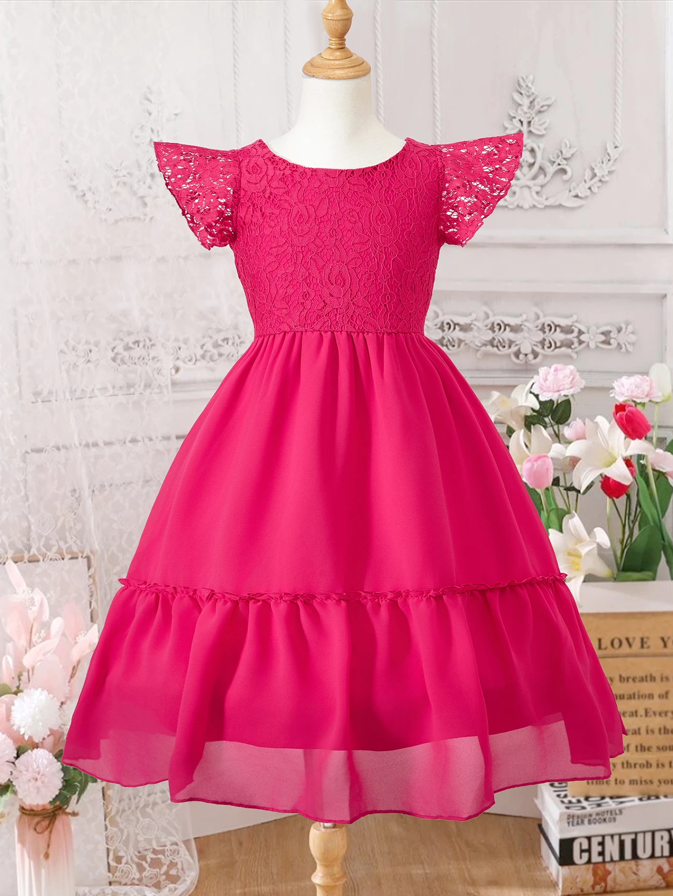 

Stunning Pink and Red Striped Maxi Dress with Lace Detailing-Perfect for Summer Events and Parties
