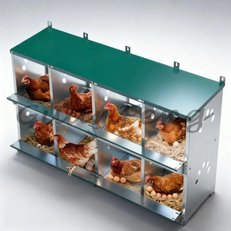 6‑8 Grid Wall‑Hanging Metal Chicken Nesting Box, Heavy‑Duty Poultry Laying Box for Farm Coop Egg Gathering