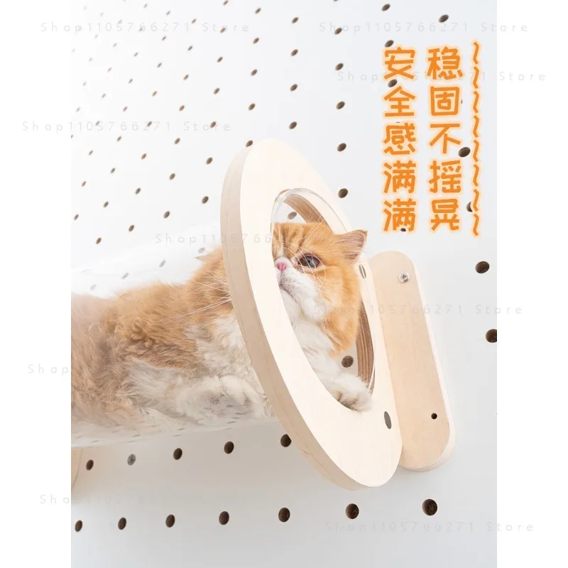 Solid Wood Wall-Mounted Cat Tunnel - Space-Saving Wall Pet Passage for Cat Lovers