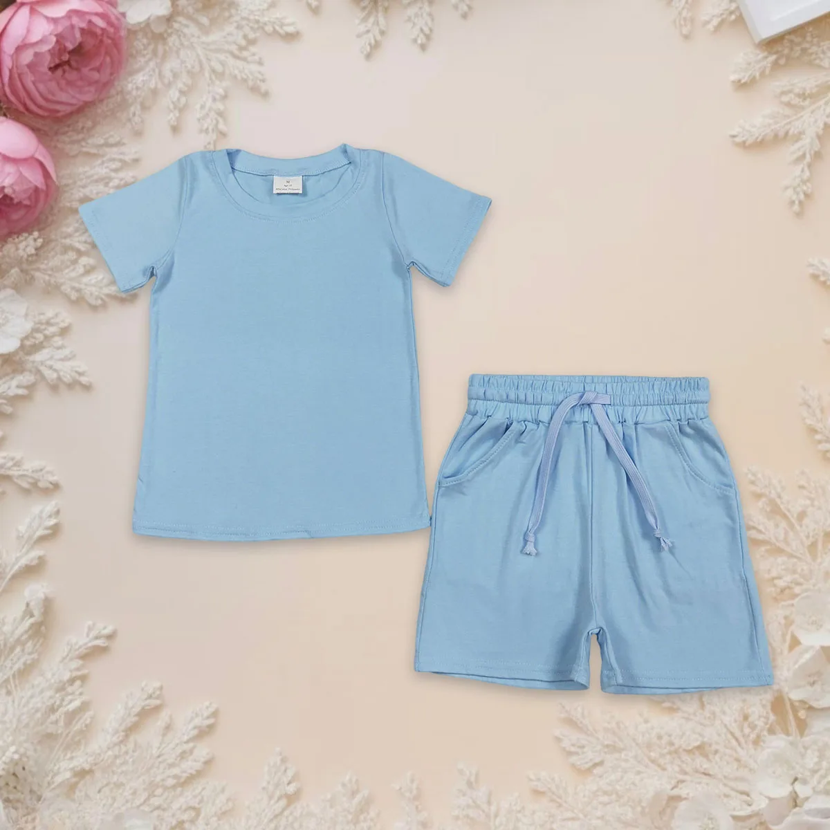 

Baby Boy Cute Fashion Clothes Set Short Sleeve Blue Shirts Top Pocket Cotton Shorts Cozy Toddler Outfits Comfortable Clothing