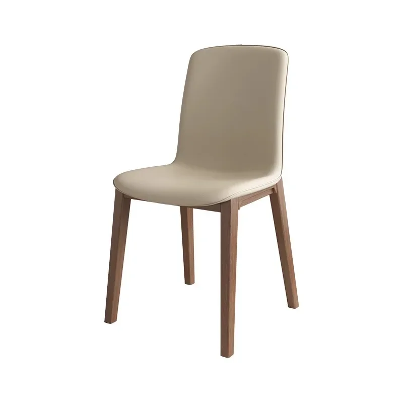 Nordic restaurant solid wood dining chair household imported ash wood back chair Italian modern simple eating leather chair