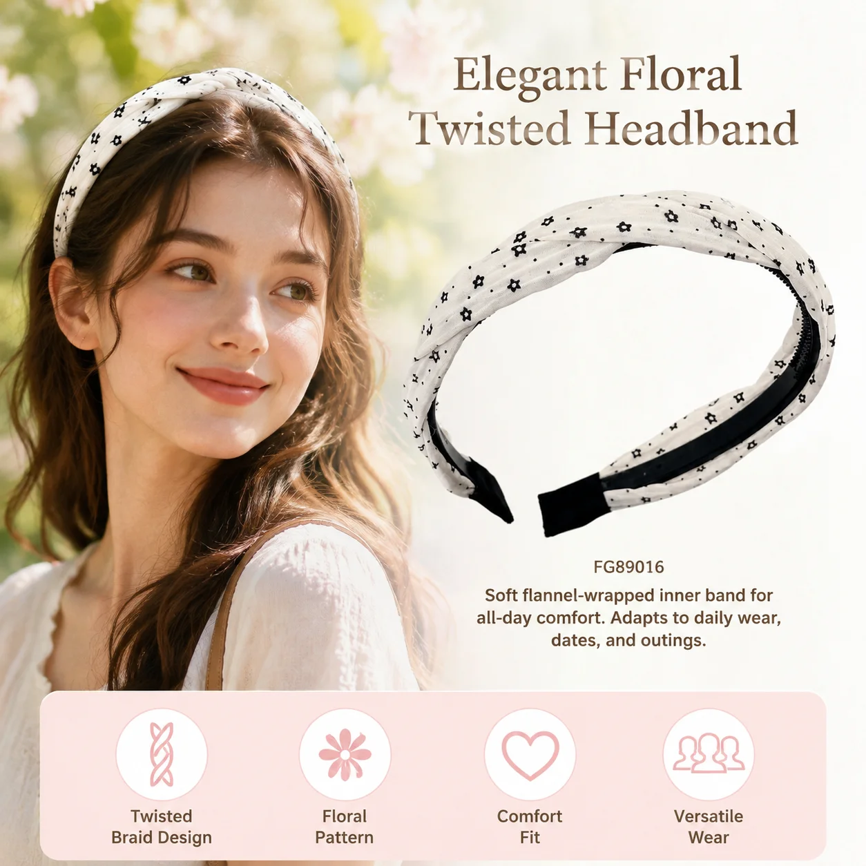 French Floral Twisted Braided  - Women'S Accessories Flannels ulasan dan harga