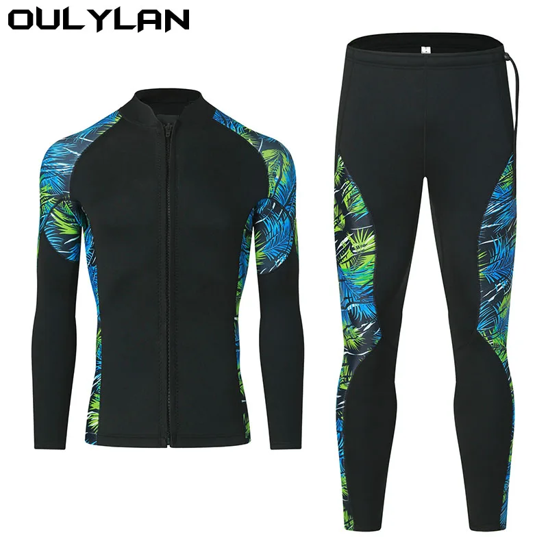 Oulylan Sports Diving Clothing 2mm Diving Suit for Women Men Wetsuit Split Body Jacket Pants Long Sleeve Swimsuit Water