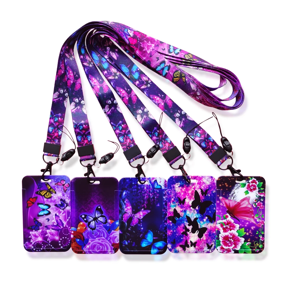 Disney Butterfly Lanyard Slide ABS ID Badge Holder With Clear ID Window  Neck Lanyard for School ID Office ID Women Teen Kids