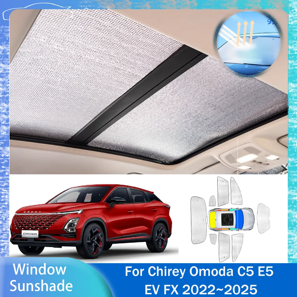 

Для Chirey Omoda 5 C5 E5 EV Fownix FX 2022 ~ 2025 2023 2024 солнцезащитный козырек в виде świetlika, боковое окно, лобовое стекло, солнцезащитный козырек, аксессуары для зонтиков