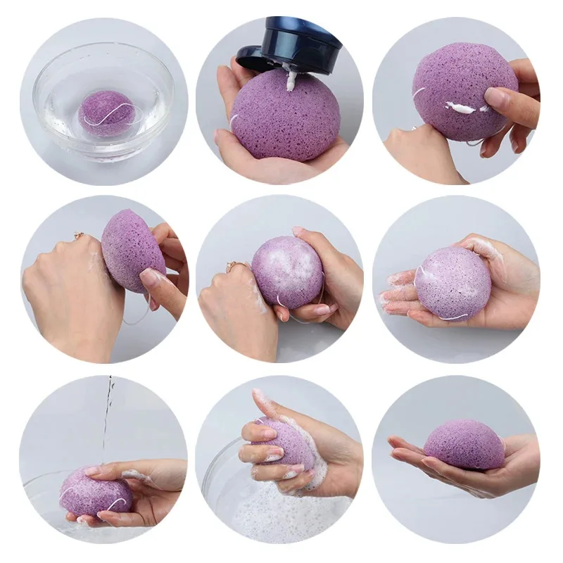 1piece Konjac Sponge Beauty Essentials 100% Natural Konjac Puff Facial Pore Cleaner Washing Sponge Face Skin Care Tools