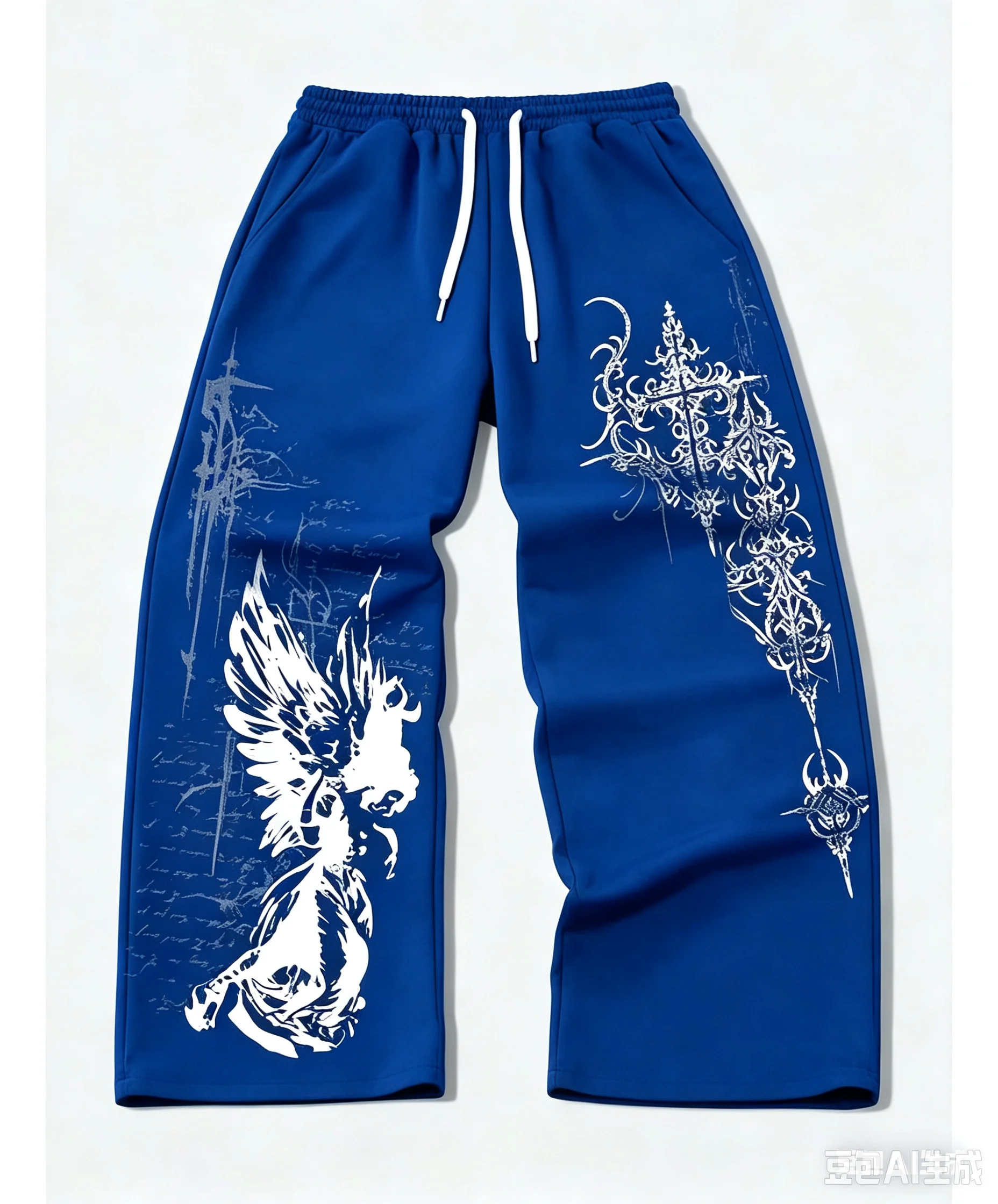 Men Women Straight Trousers 3D Dark Angel Vintage Cross Pattern Print Quick Dry Pants Elastic Waist Y2K Retro Gothic Pants