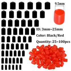 100pcs~25pcs Rubber End Cap Stopper Protective Sleeve Cable Gland Plastic Grommet Seal Soft Sheath Plugs Holes Screw Caps