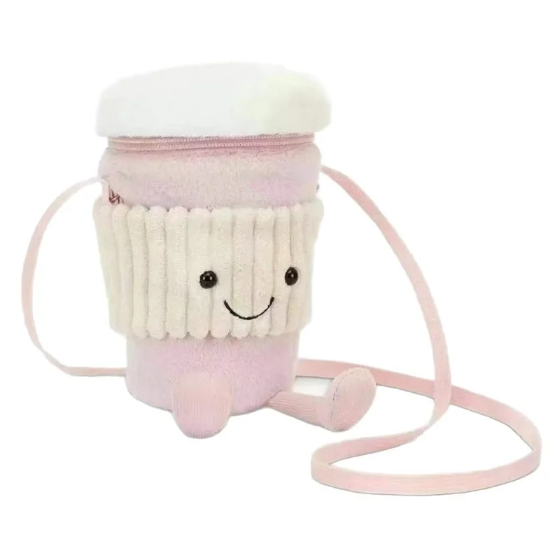 

Cute Cartoon Soft Plush Crossbody Bag Cartoon Cup Sleeves, Coffee Water Cup Bag Y2k Cartoon Milk Tea Bag