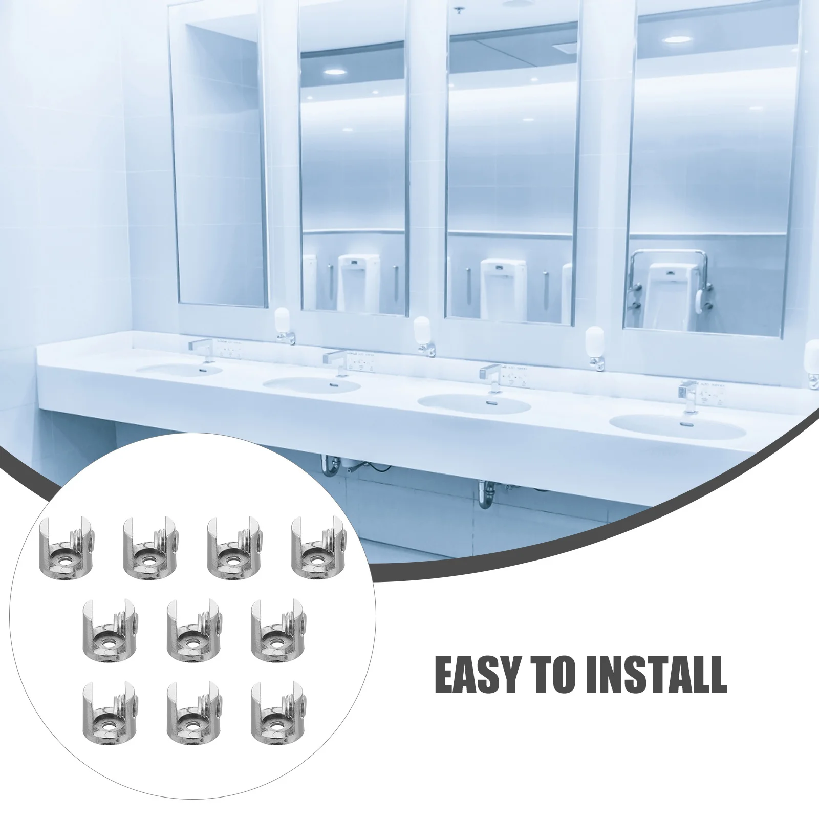 

10 pcs Glass Mount Clamp Zinc Alloy Wall Clips Rustproof Waterproof Heat Resistant Strong Bearing Capacity Non-Slip for Heavy