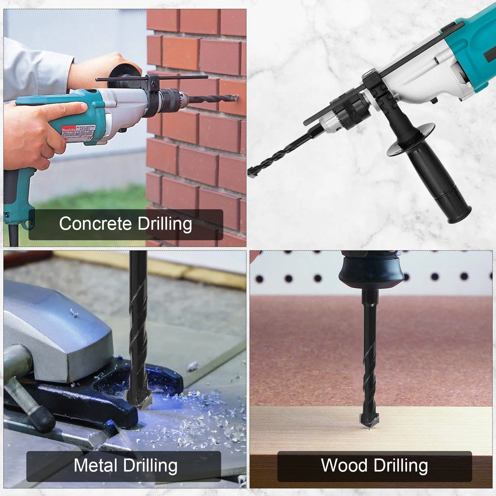 Juego de brocas para mampostería, vástago hexagonal de acero de alta velocidad de 4/5/6/8/10/12mm, juego de brocas para hormigón, taladro de