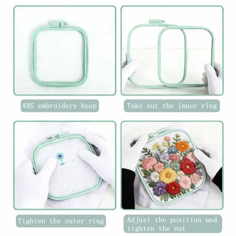 3/2/1pcs Square Embroidery Hoops Plastic Hand Sewing Accessories Adjustable Cross-stitch Kit Embroidered Stretch Tool