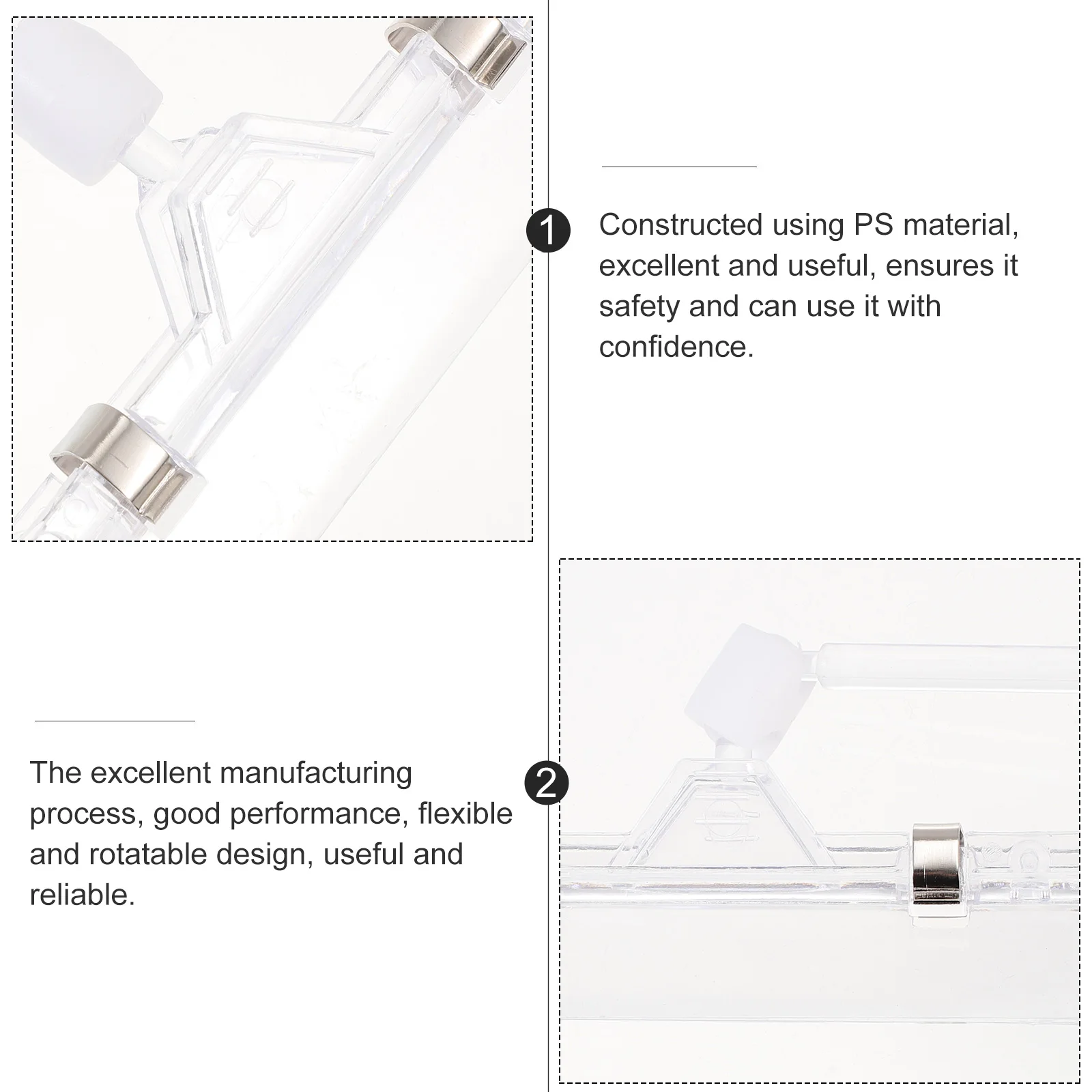 

25 Pcs Double Display Label Clip Clear Sign Holder Rotatable Price Tag Swivel Merchandise Label Office Accessories
