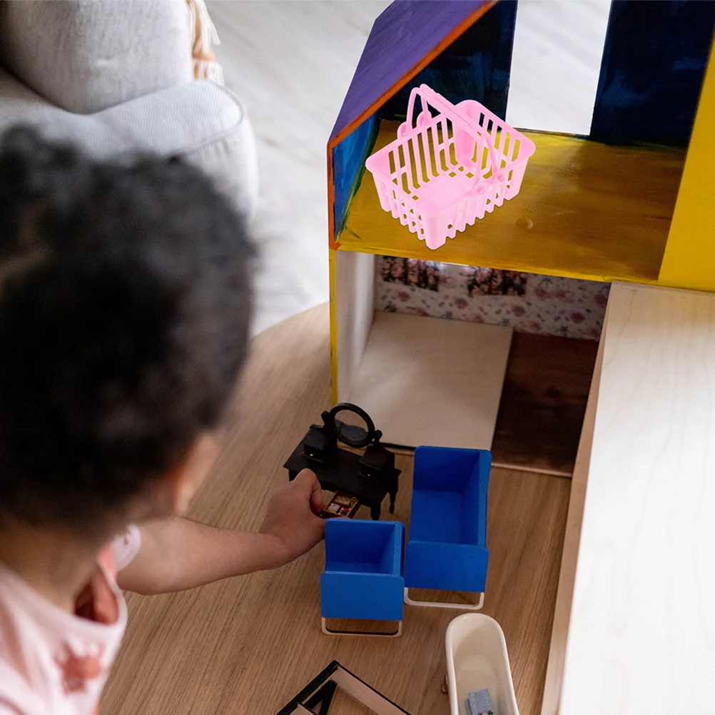 20 Stück Dekorationen Mini-Einkaufskorb Kleinkind Mädchen Spielzeug Aufbewahrung Kunststoff Mädchen Spielzeug 4-5