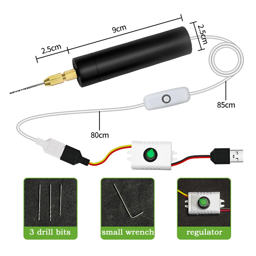 Adjustable Speed USB Mini Micro Electric Hand Drill With Governor PCB Board Drilling DIY Plastic Wood Punched Drill