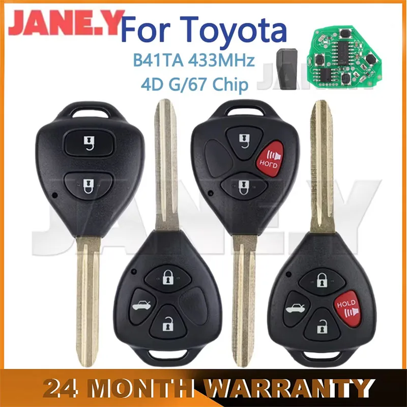B41TA Kluczyk zdalnego sterowania do Toyoty Fortuner Hilux Innova Yaris Corolla 4D 67 G Chip 433Mhz 2/3/4 Przyciski 89070-52E61 Keyless Go
