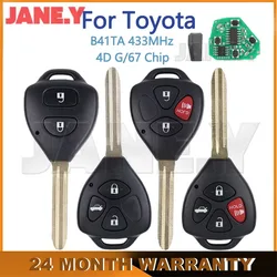 B41TA Car Remote Key for Toyota Fortuner Hilux Innova Yaris Corolla 4D 67 G Chip 433Mhz 2/3/4 Buttons 89070-52E61 Keyless Go