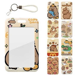 Keychain Anime Cute Key Tag Badge Holder Cartoon Capybara Id Credit Card Pass Hang Rope Lariat Keys Accessories Gifts