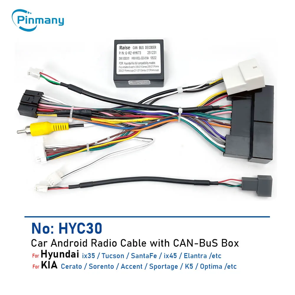 Car Radio Cable Connector HYC30 Power Wire Harness Adapter with CAN Bus Decoder for KIA Sorento Ceed Sportage K3 K5