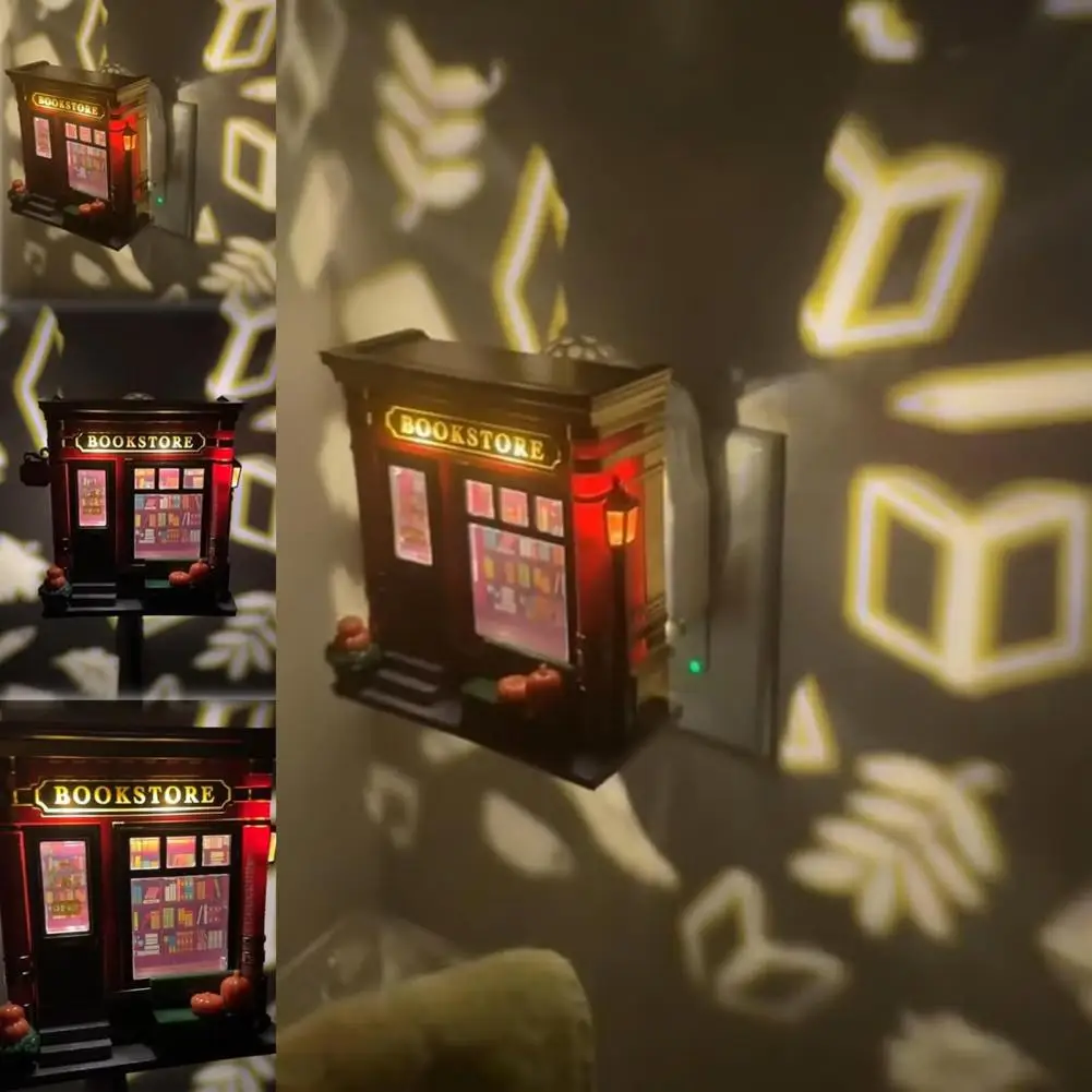 Bookstore Design Light Miniature Bookstore Night Light Projector Led Lamp for Home Office Room Bedroom Wall Decoration