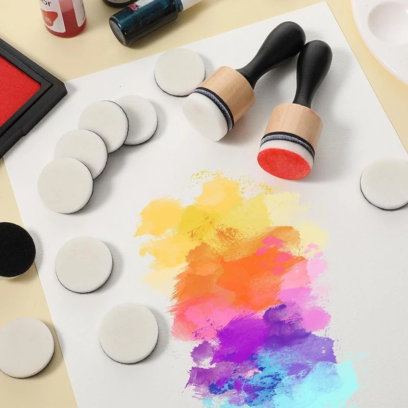 62Pack Ink Blending Tool - 2Pcs Mini Applicator Tools And 60Pcs Replacement Foam Pads, Ink Paints Mixing Blending Tool