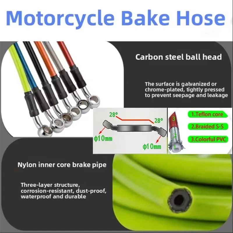 Customized Motorcycle Brake Hose Universal Length 40cm-150cm Hydraulic Brake Hose Pipeline High-strength Brake Steel Throat