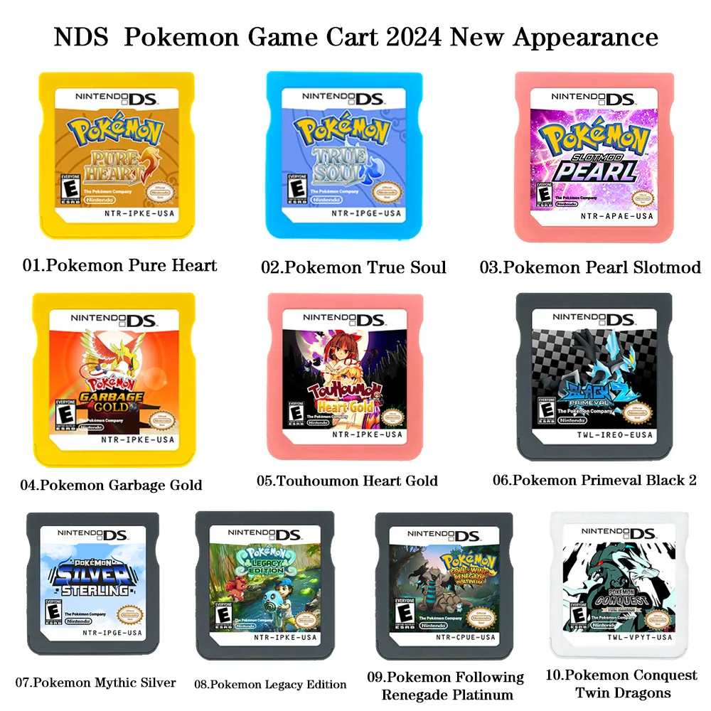 New NDS Game Cartridge Video Game Console Card Pokemon Series New Appearance Version Pure Heart True Soul Collection Gift Toys