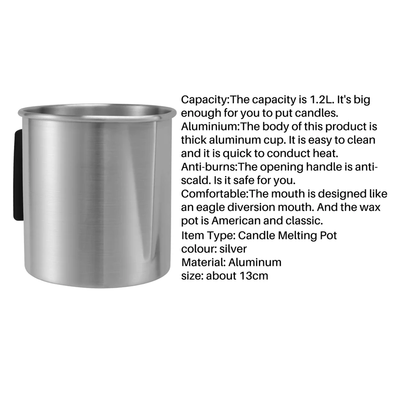 A01F-1.2L شمعة وعاء صهر الشمع كوب صهر الشمع وعاء صهر الشموع صنع صب وعاء للمنزل لتقوم بها بنفسك شمعة مخزن