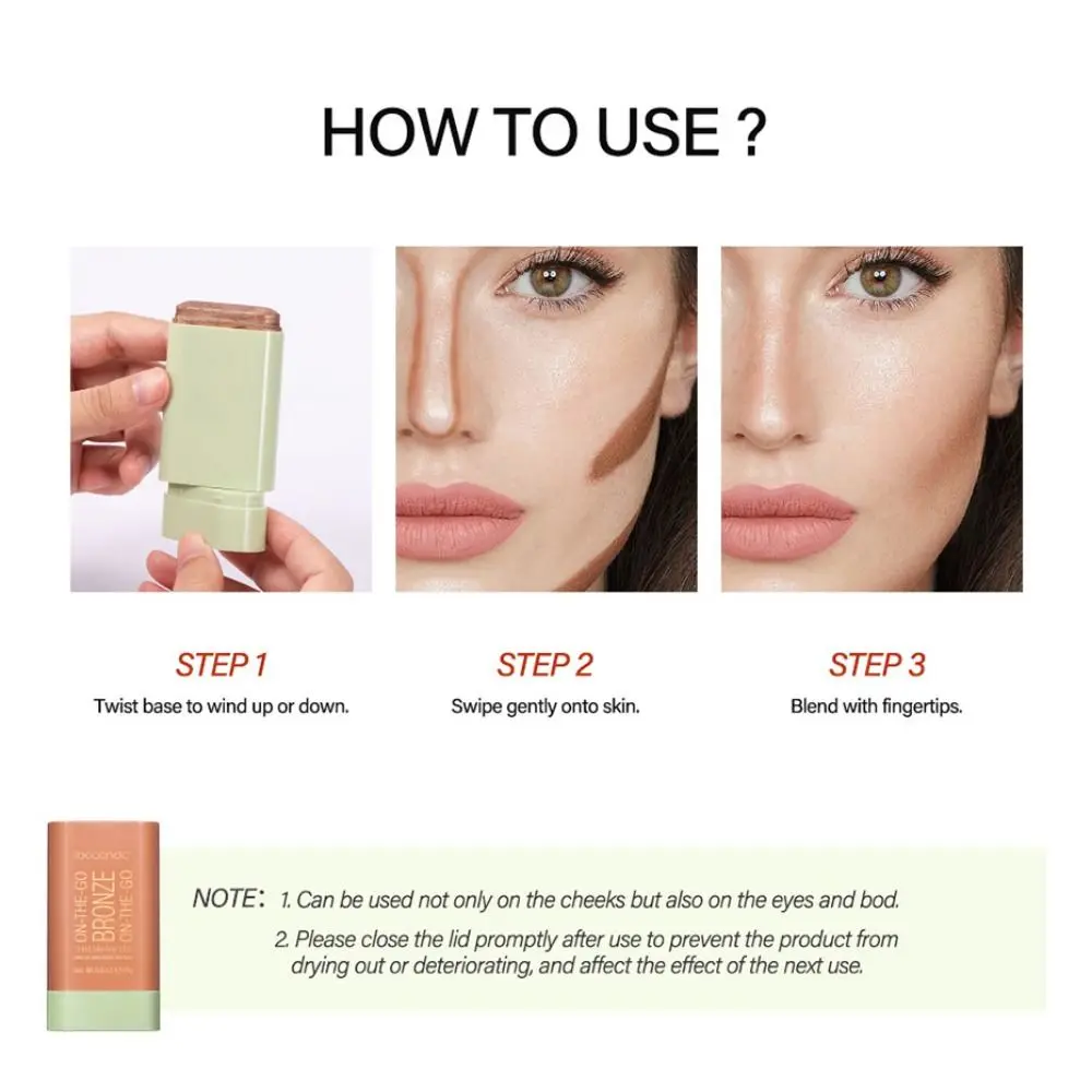 Gezicht Verhelderende Hoogglans Stok Gezicht Bronzer Blush Grooming Stick Set Langdurige Fleuren Hoogtepunt Poeder Pak Beginner