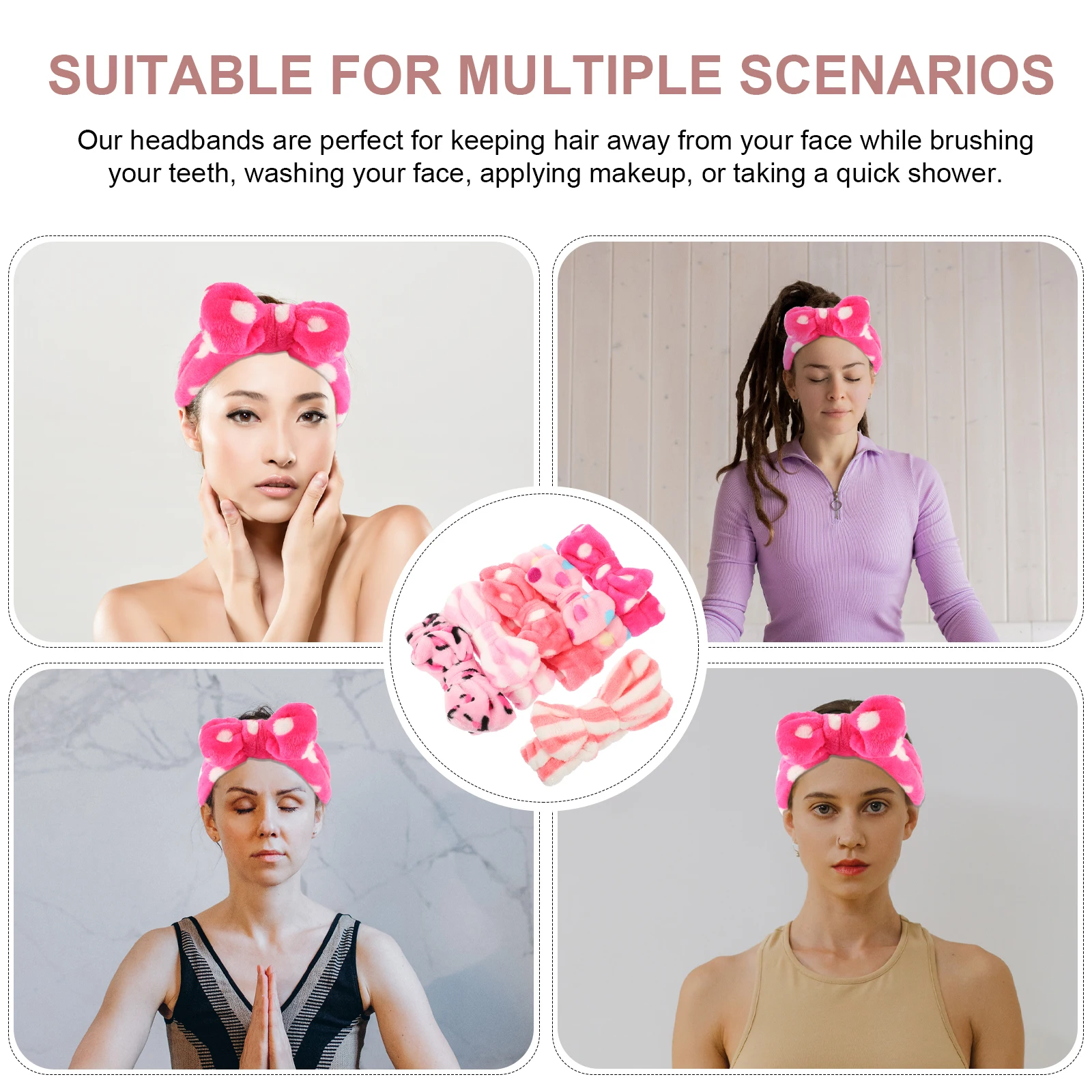 

6 Pcs Fleece Headb s Face Washing Headb Girls Women Absorb Water Face Washing Spa Makeup Hair Fits Skin Care