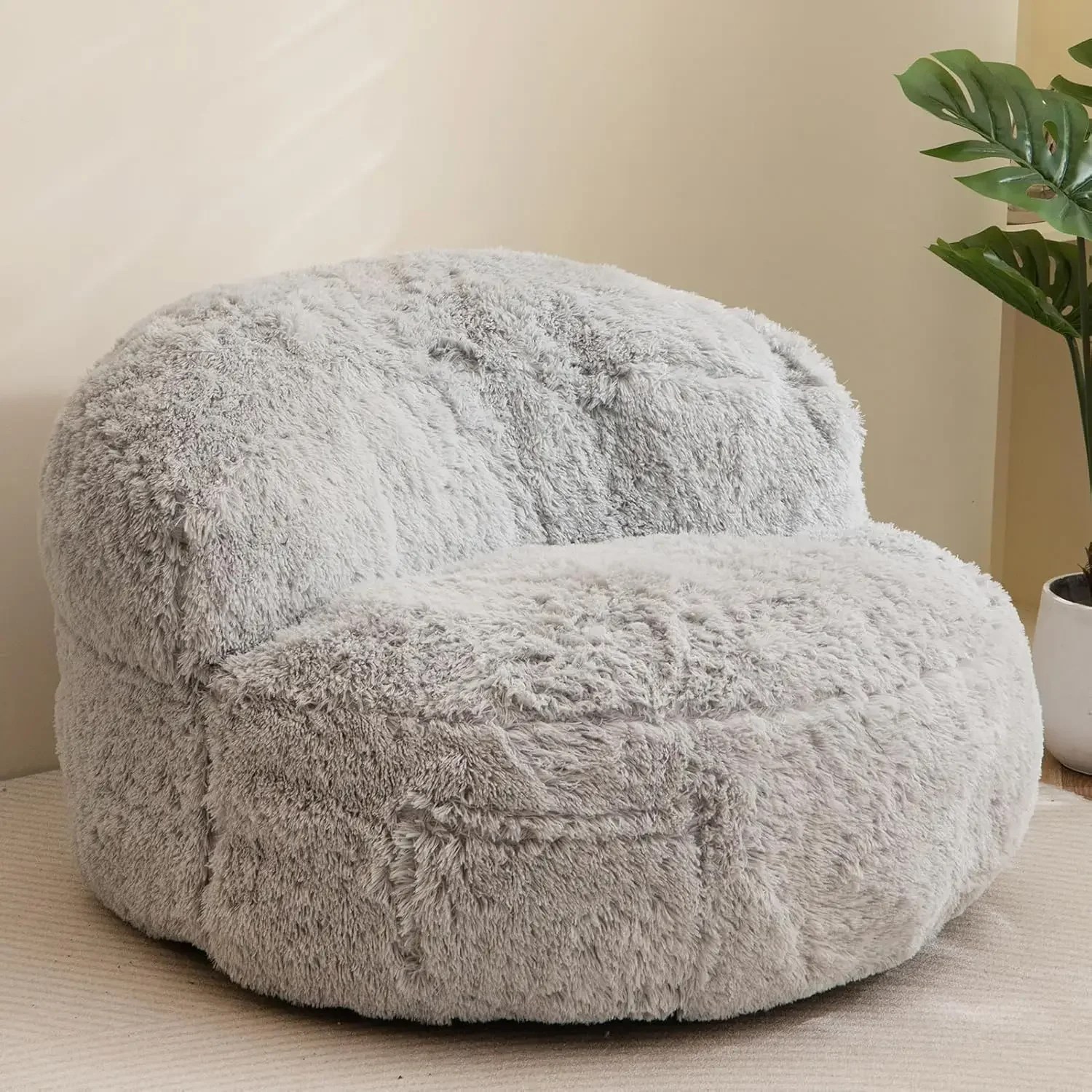 Bean Bag Chair, Faux Fur Bean Bag Couch with Filler Large Living Room Bean Bag Chairs for Adults, Big Lazy Sofa Accent Cha