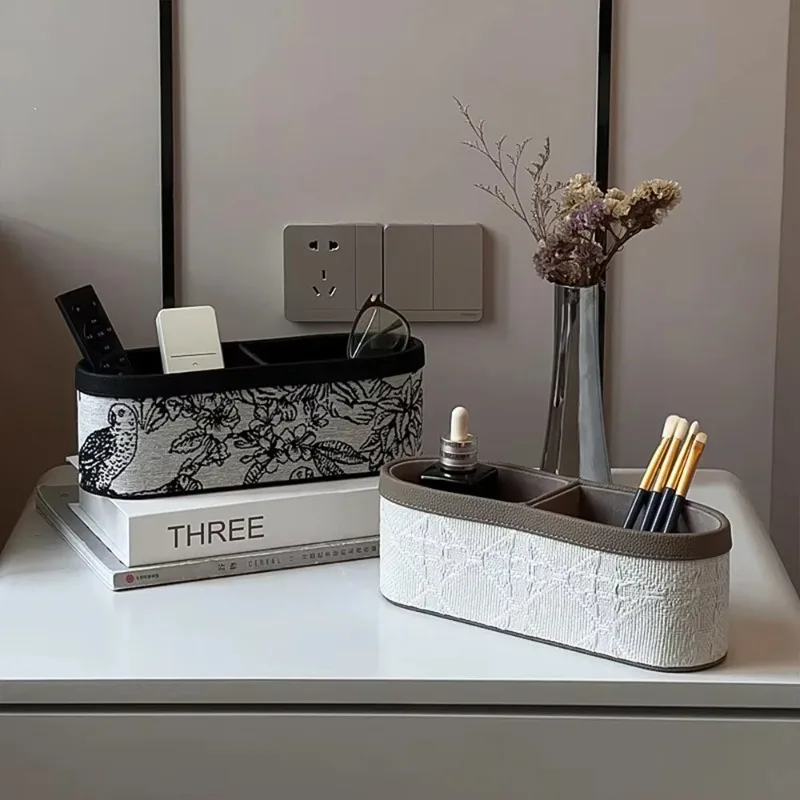 

Ретро французский кожаный ящик для хранения из смешанной ткани, многофункциональный настольный держатель для гостиной, аксессуары, домашний декор, подарки