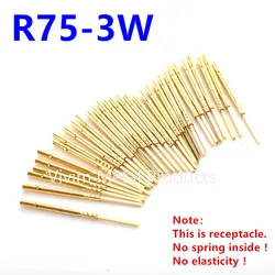 100PCS R75-3W Test Pin P75-B1 Receptacle Brass Tube Needle Sleeve Seat Wire-wrap Probe Sleeve Length 26.5mm Outer Dia 1.32mm