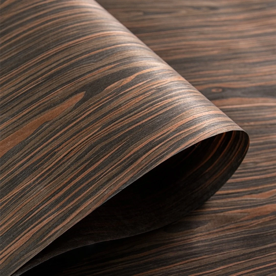 Veneer Kayu Mahkota Eboni Rekayasa 58X250Cm untuk Desain Dekorasi Kerajinan Interior Mobil Panel Dinding Kabinet Furnitur