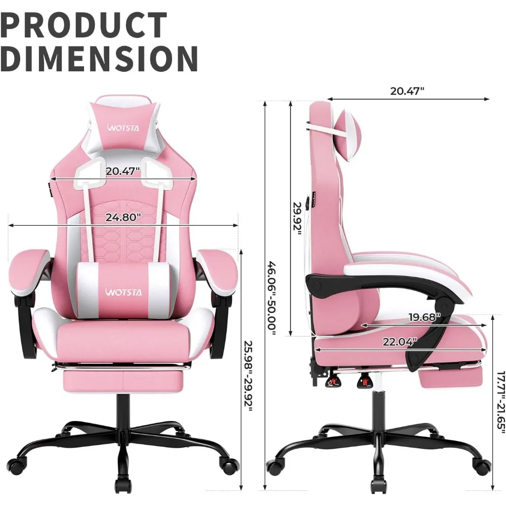 Ergonomischer Gaming-Stuhl mit hoher Rückenlehne, Massage, Fußstütze, bequemer Kopfstütze und Lordosenstütze für verbesserte PC-Gaming-Experimente