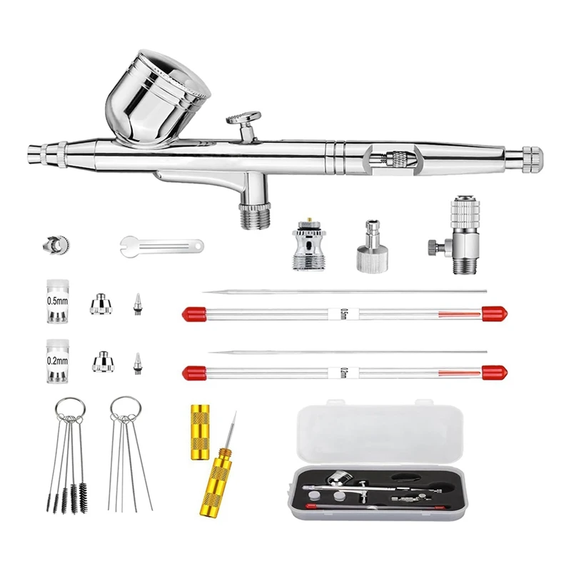 

Комплект аэрографа с двухсторонним аэрографом, комплект с 3 иглами, набор для чистки аэрографа, для макияжа, для ногтей
